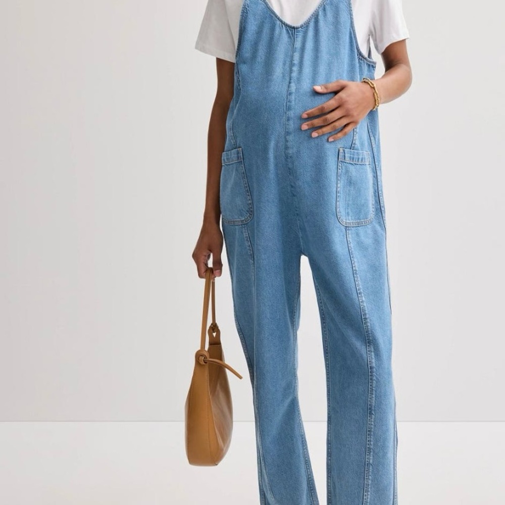 Hatch Light Blue Maternity Denim Women’s Overalls